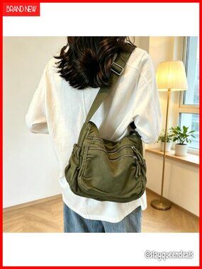 Canvas Crossbody Bag Women Men Shoulder Handbag Purse